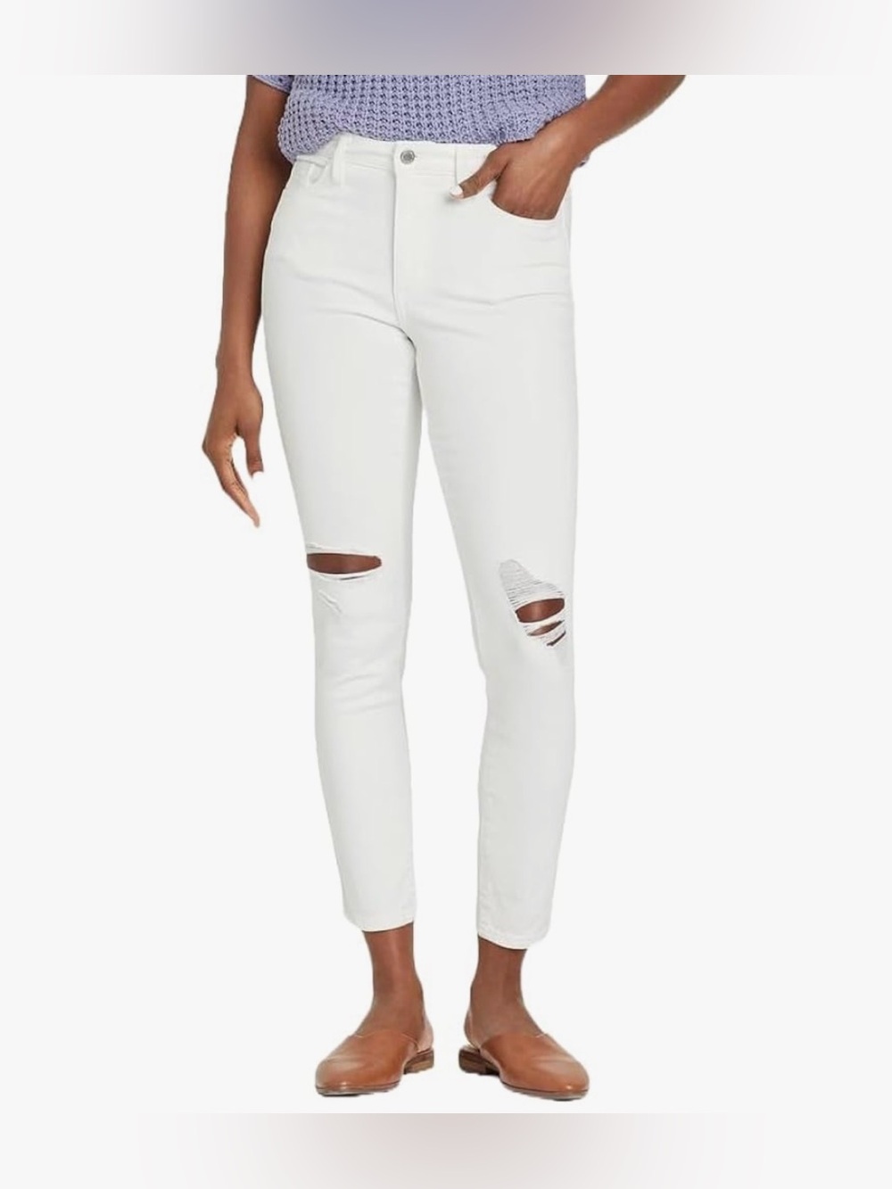NEW Universal Thread Women's Jeans Skinny High Rise White Size 4 Distressed